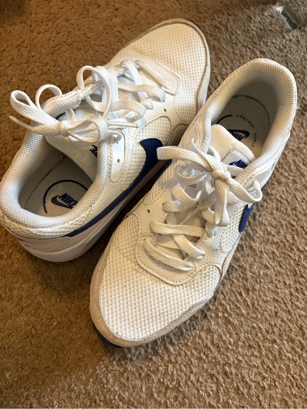 Nike White and Navy Kids' Air Max Sneakers